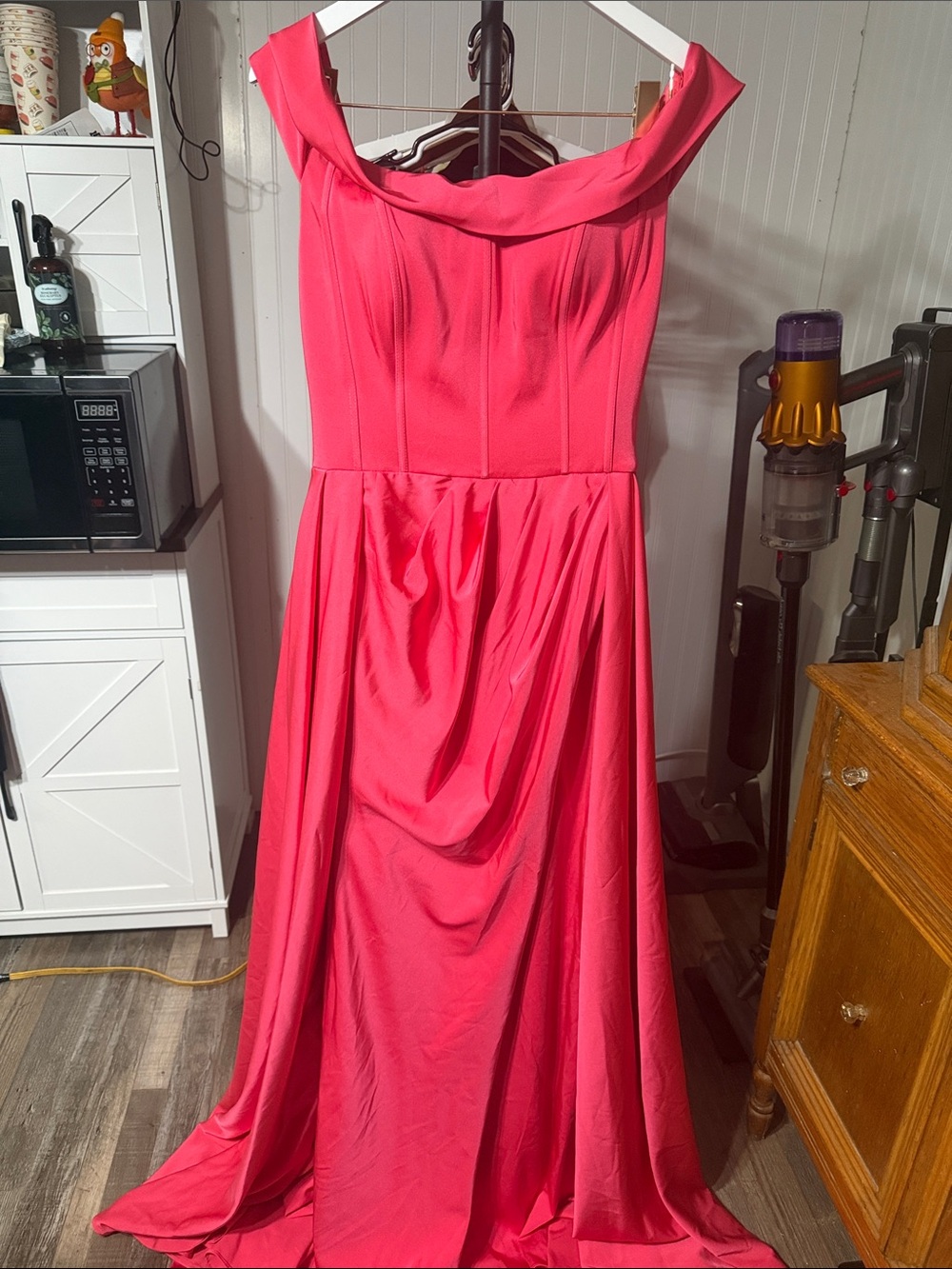 Jovani Fuchsia Off-the-Shoulder Maxi Gown